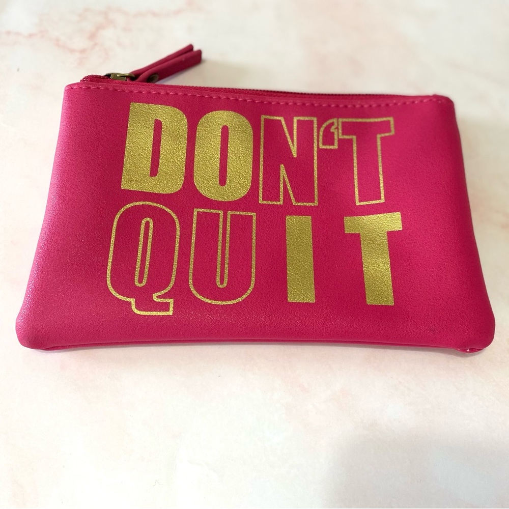 NWOT Bellezza Pink Slogan Pouch